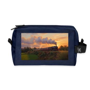 Sunset Steam Train - Recycled Toiletry Zip Bag - navy - Front