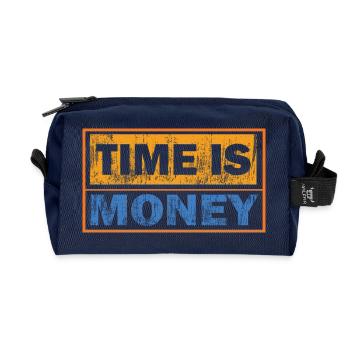 Zeit ist Geld: Kontrasttypografie - Recycelte Kulturtasche - Navy - Vorne