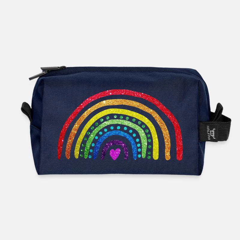 Regenbogen-Glitzer - Recycelte Kulturtasche - Navy