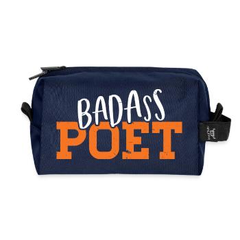 Badass Poet Typography Design - Recycelte Kulturtasche - Navy - Vorne