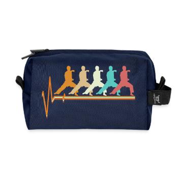Karate Herzschlag Echo Retro Martial Arts Geschenk - Recycelte Kulturtasche - Navy - Vorne
