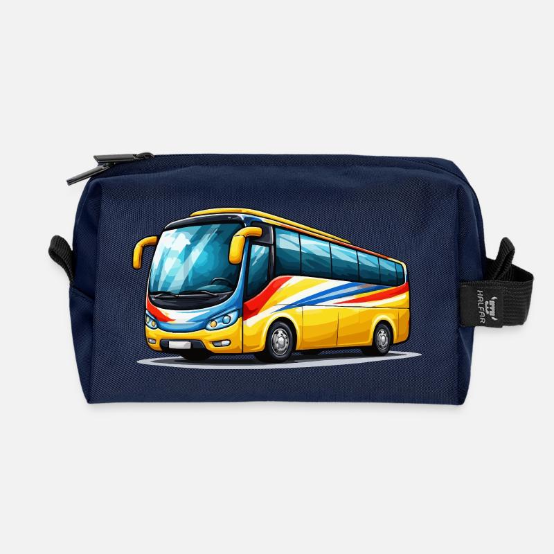 Reisebus Kunstdruck - Recycelte Kulturtasche - Navy