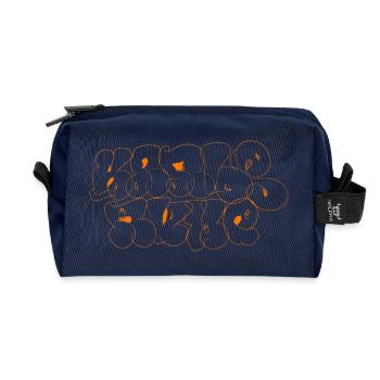 Orange Graffiti Karlsruhe Souvenir - Recycled Toiletry Zip Bag - navy - Front