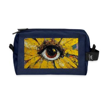 Sonnenblume - Sonnenauge Malerei - Recycelte Kulturtasche - Navy - Vorne