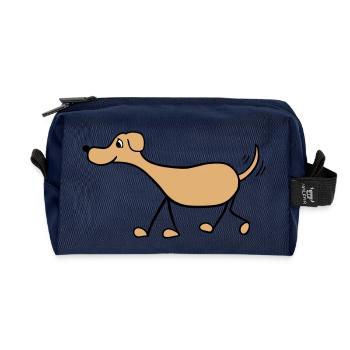 Funny Dog Drawing - Recycled Toiletry Zip Bag - navy - Front