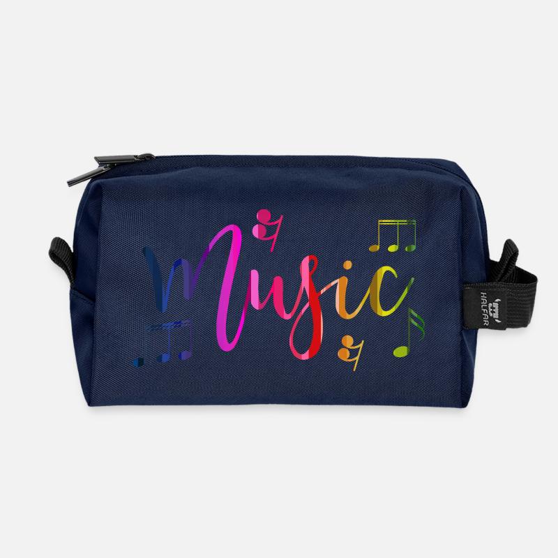 Farbenfrohes Design und lebendige Musik - Recycelte Kulturtasche - Navy