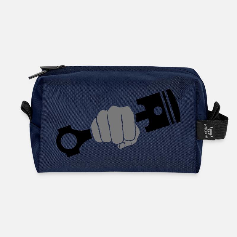 Faust hält Motor Kolben - Recycelte Kulturtasche - Navy