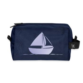 Minimalist Sailboat in Light Blue - Recycled Toiletry Zip Bag - navy - Front