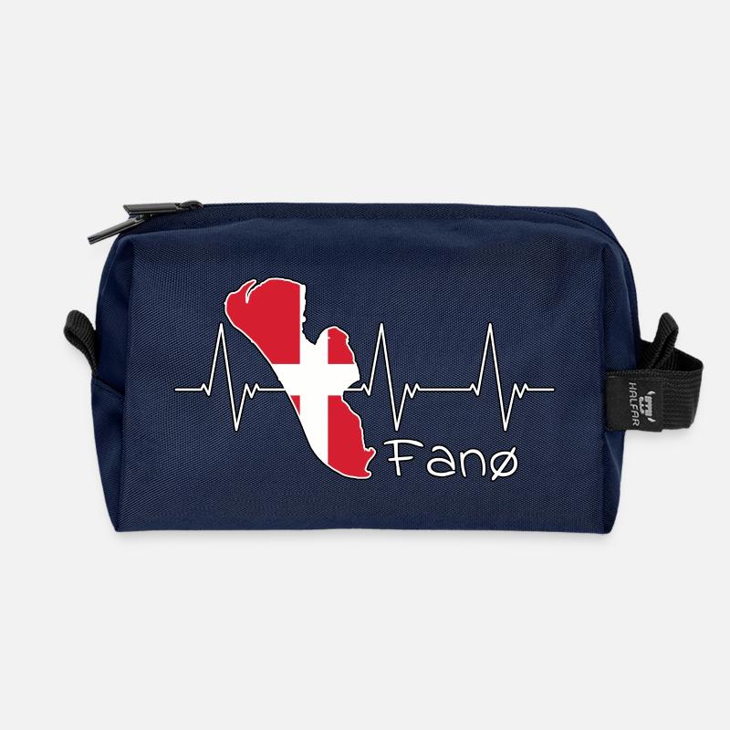 Fanø Fanö Herzschlag Dänemark Design - Recycelte Kulturtasche - Navy