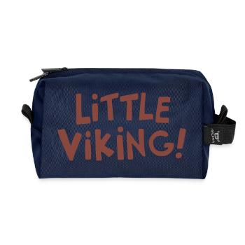 Little Viking Handwritten Logo - Recycled Toiletry Zip Bag - navy - Front
