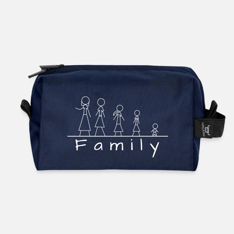 Strichmännchenfamilie - Recycelte Kulturtasche - Navy