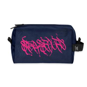 Pink Strasbourg Graffiti Lettering - Recycled Toiletry Zip Bag - navy - Front