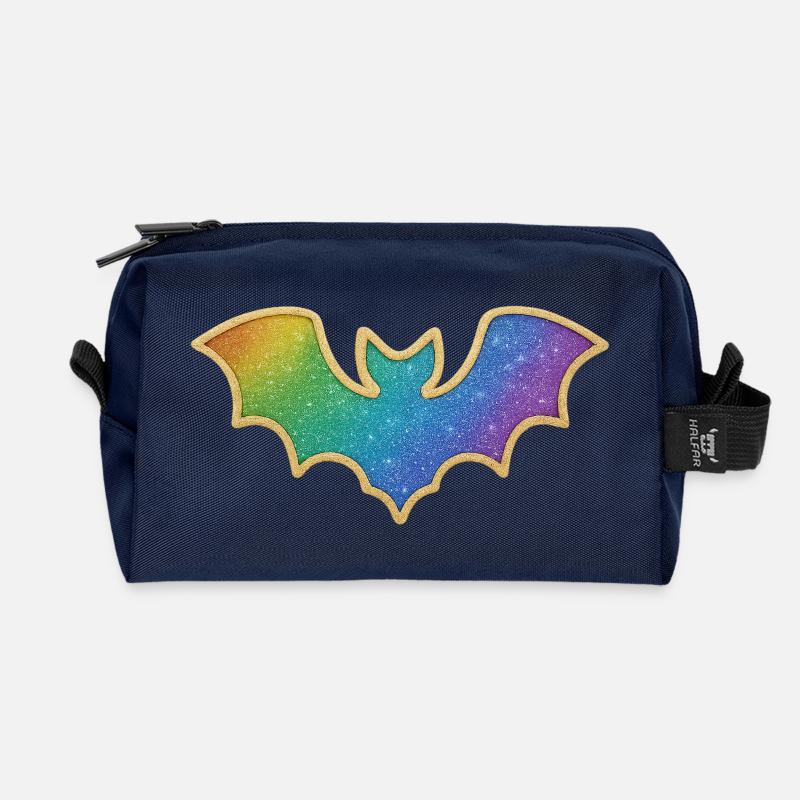Regenbogen Fledermaus Glitter - Recycelte Kulturtasche - Navy