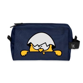 Crazy chicks behind wall - Recycled Toiletry Zip Bag - navy - Front