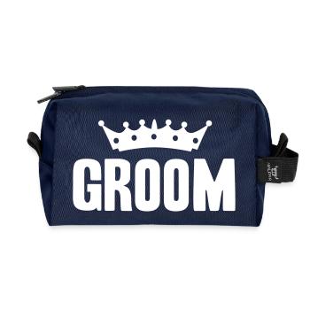 groom with crown - Recycled Toiletry Zip Bag - navy - Front