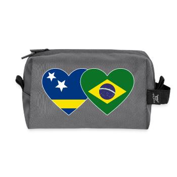 Curaçao Brazil Flag Heart - Recycled Toiletry Zip Bag - anthracite - Front