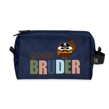 großer Bruder Pirat Eule - Recycelte Kulturtasche - Navy - Vorne