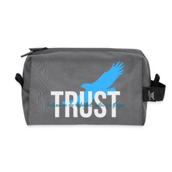 Trust - Trust in the ability to fly farther - Recycled Toiletry Zip Bag - anthracite - Front