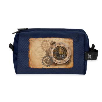 Steampunk clockwork - Recycled Toiletry Zip Bag - navy - Front