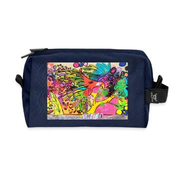 Bunter Papagei - Recycelte Kulturtasche - Navy - Vorne