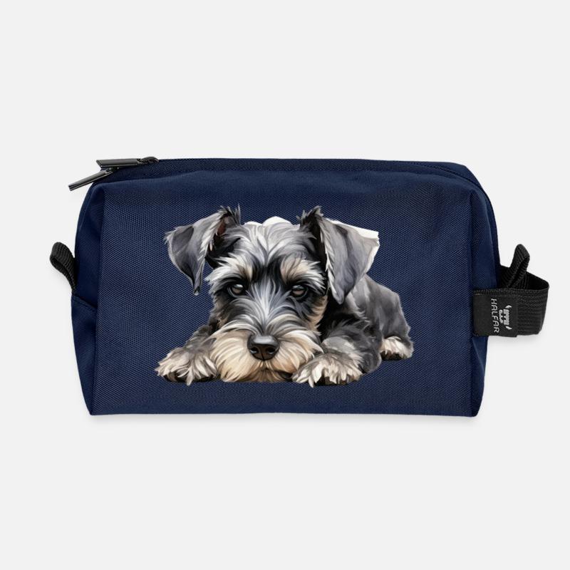 Miniature Schnauzer - Recycelte Kulturtasche - Navy