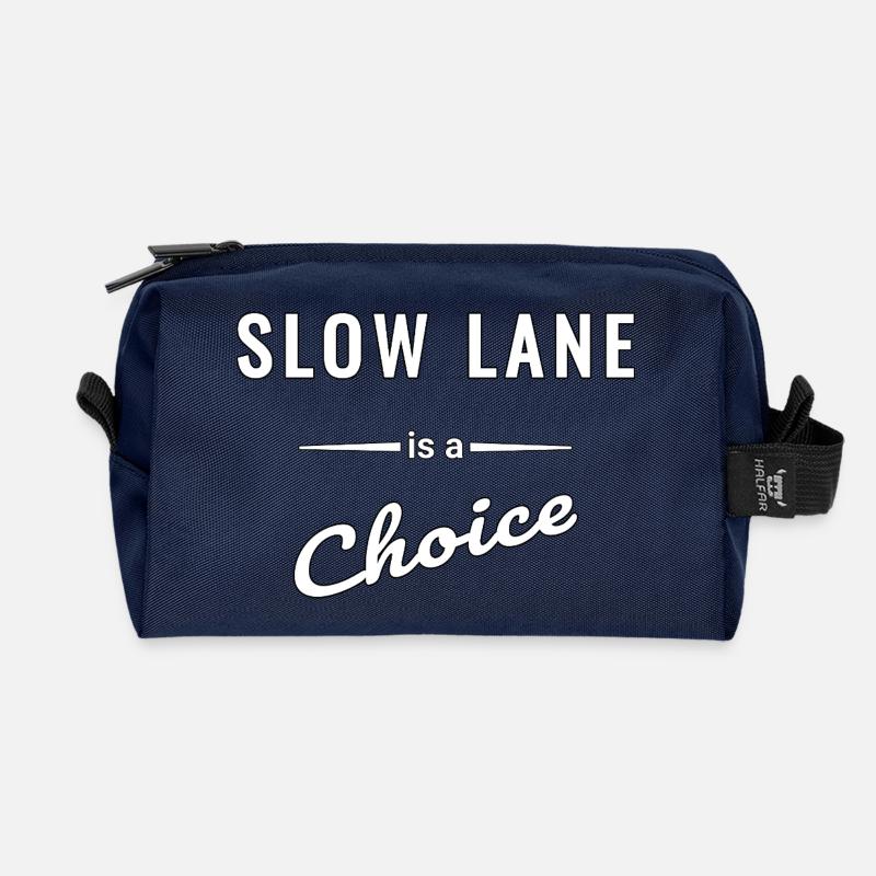 Slow Lane is a Choice – Spruch - Recycelte Kulturtasche - Navy