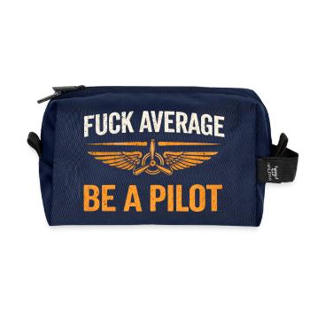 Stolzer Pilot – Fliegen mit Leidenschaft - Recycelte Kulturtasche - Navy - Vorne
