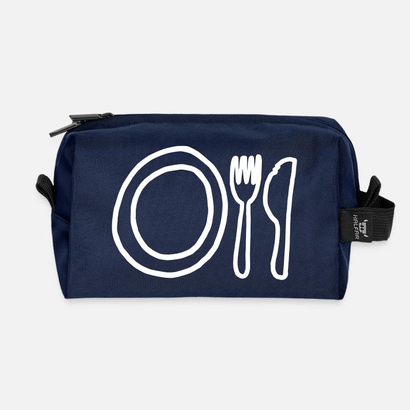 Teller Gabel Messer,Platte,Gerät,Mittagessen, - Recycelte Kulturtasche - Navy