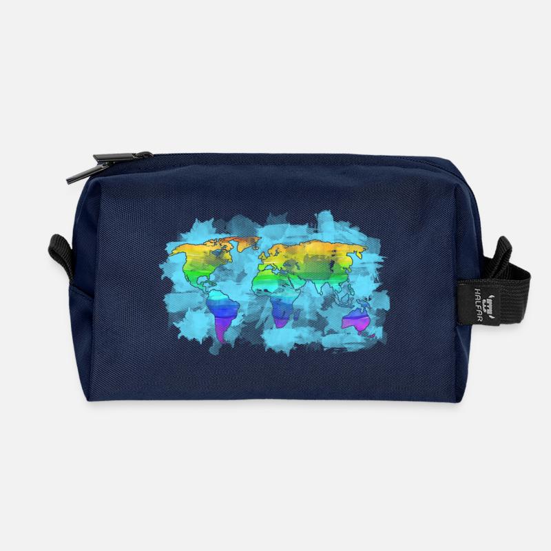 Weltkarte - Recycelte Kulturtasche - Navy
