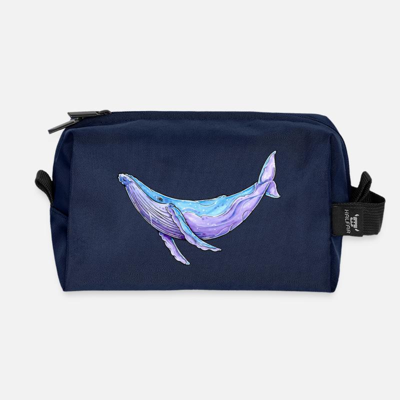 Buckelwal Aquarell - Recycelte Kulturtasche - Navy