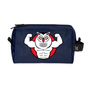 hibou bodybuilder muscles biceps poses gym rat cool - Trousse de toilette en tissu recyclé - marine - Devant