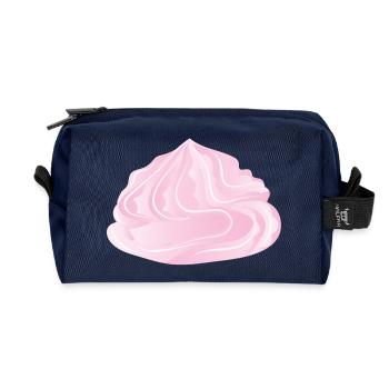 Illustration d’un nappage à la crème rose - Trousse de toilette en tissu recyclé - marine - Devant
