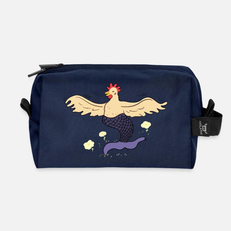 Glückliche Henne-Meerjungfrau - Recycelte Kulturtasche - Navy