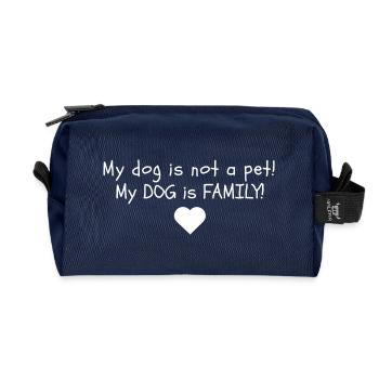 My dog is not a pet! My dog is family! - Recycled Toiletry Zip Bag - navy - Front