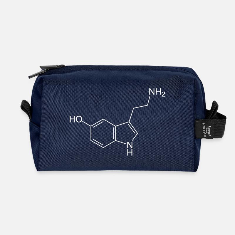 Serotonin structural formula - Recycled Toiletry Zip Bag - navy
