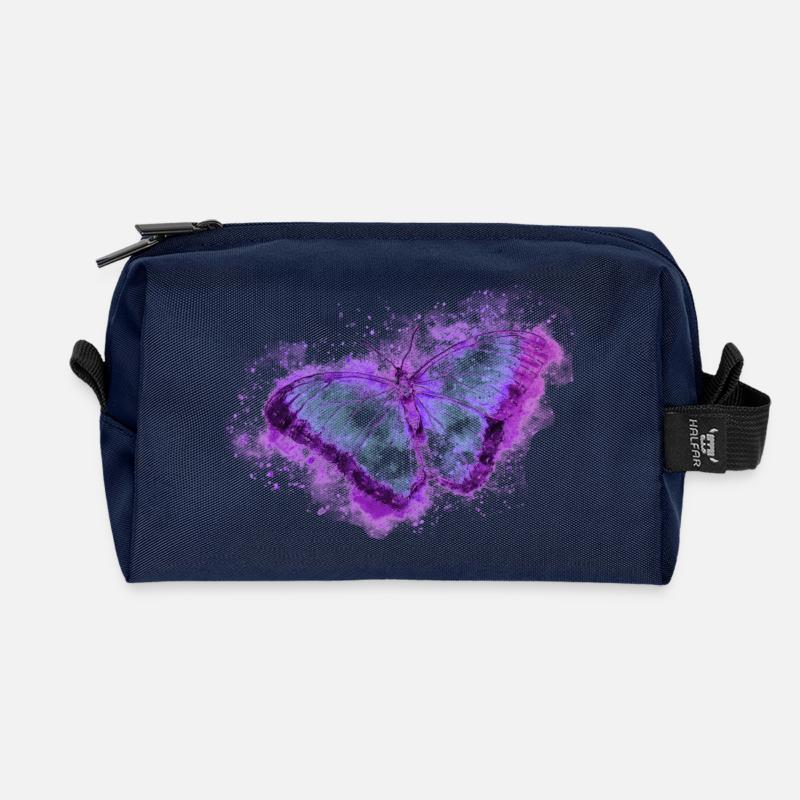Schmetterling - Recycelte Kulturtasche - Navy