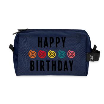HAPPY BIRTHDAY. HAPPY BIRTHDAY. ANNIVERSARY. - Recycled Toiletry Zip Bag - navy - Front