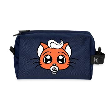 Bébé chat mignon tétine chaton enfant visage - Trousse de toilette en tissu recyclé - marine - Devant