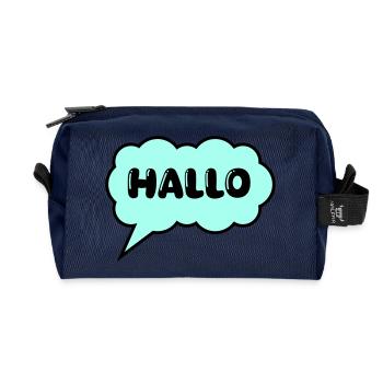 Speech bubble Hello - Recycled Toiletry Zip Bag - navy - Front