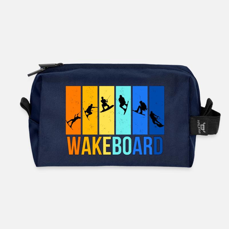 Wakeboarden in bunten Farben - Recycelte Kulturtasche - Navy
