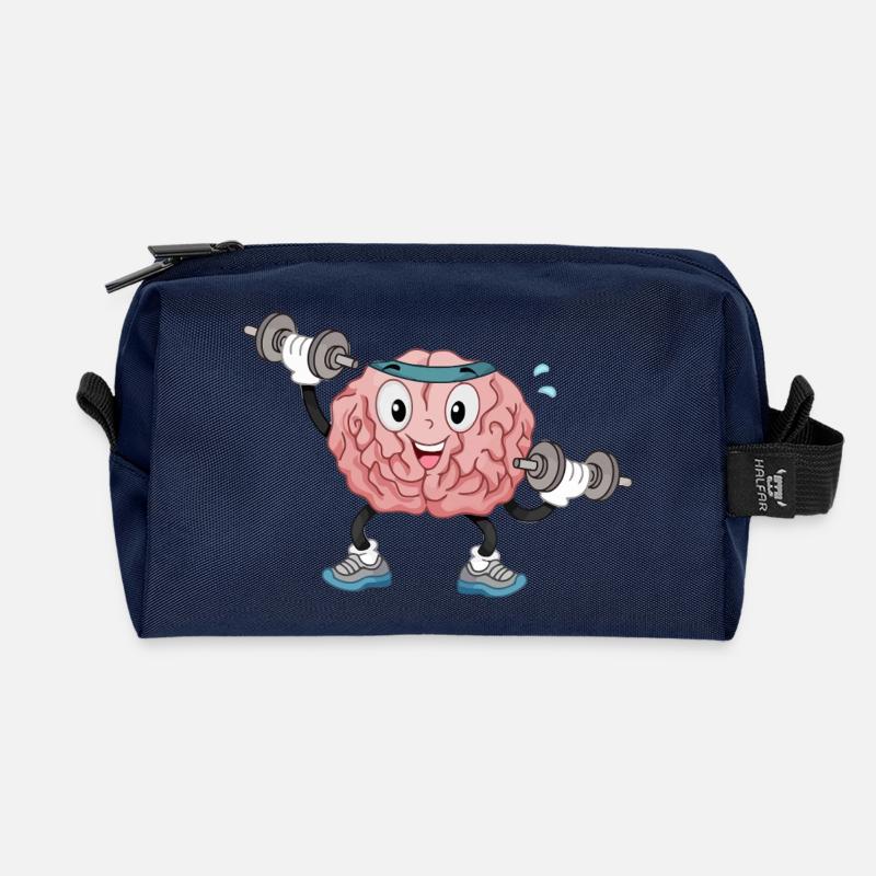 Brain in the gym - Recycled Toiletry Zip Bag - navy