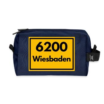 ANCIEN CODE POSTAL RETRO 6200 WIESBADEN - Trousse de toilette en tissu recyclé - marine - Devant