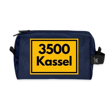 ALTE POSTLEITZAHL PLZ RETRO 3500 KASSEL LÖWENSTADT - Recycelte Kulturtasche - Navy - Vorne