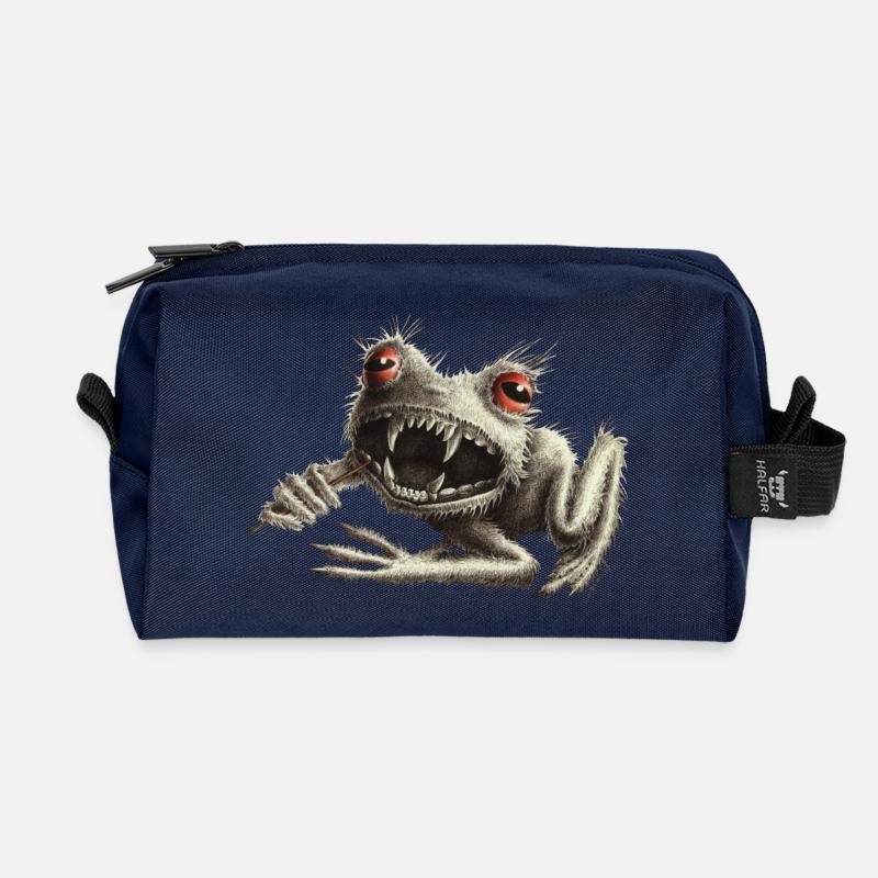 Werfrosch - Frog with toothpick - Recycled Toiletry Zip Bag - navy