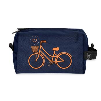 Vélo rétro - Trousse de toilette en tissu recyclé - marine - Devant