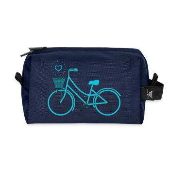 Vélo rétro - Trousse de toilette en tissu recyclé - marine - Devant
