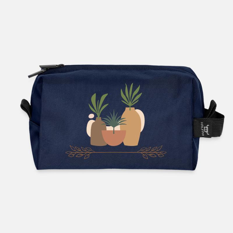 Vasenpflanzen Collage - Recycelte Kulturtasche - Navy
