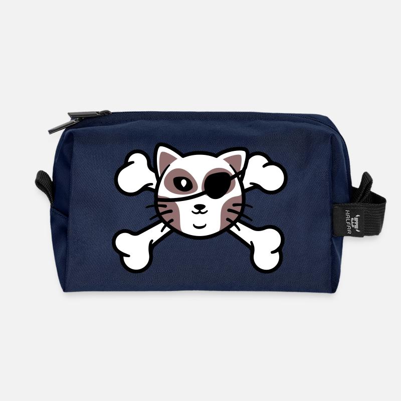 Patch de Crâne de chaton pirate - Trousse de toilette en tissu recyclé - marine