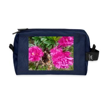 Pfingstrosen-Fuchsia-Garten - Recycelte Kulturtasche - Navy - Vorne