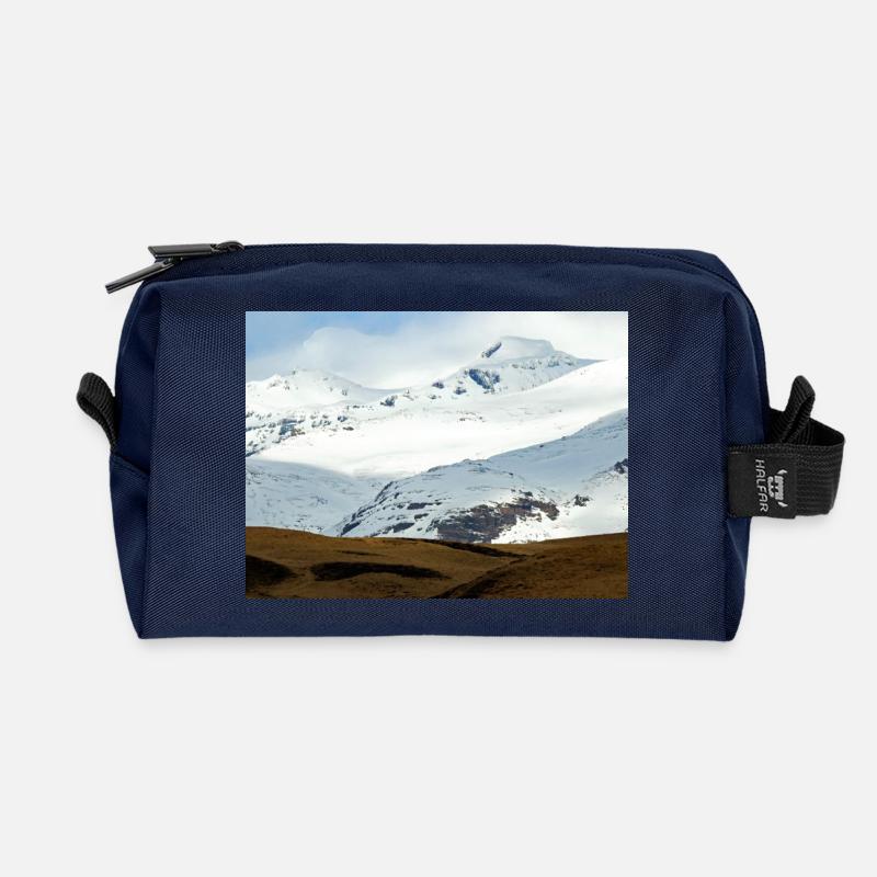 Winterlandschaft in Island - Recycelte Kulturtasche - Navy